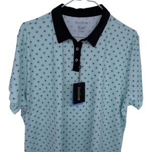 NEW Good Good Mint Green All Over Pattern Golf Polo Shirt Womens 2XL Diamondback